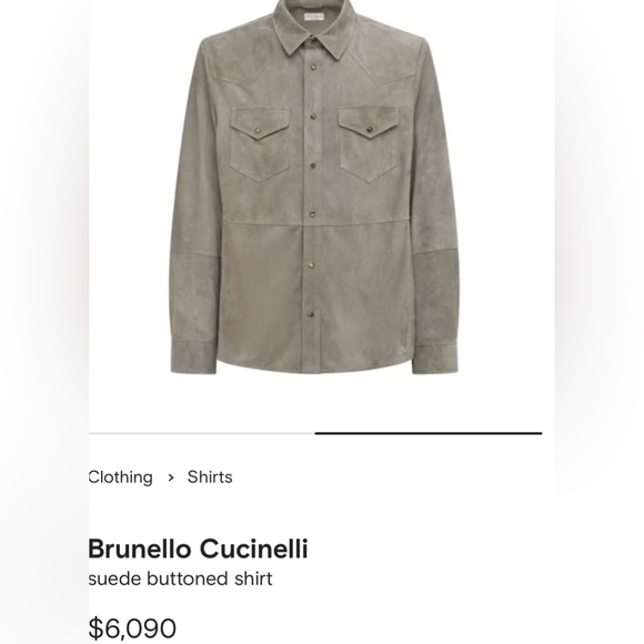 BRUNELLO CUCINELLI  GRAY SUEDE SHIRT JACKET SIZE L - Picture 7 of 7